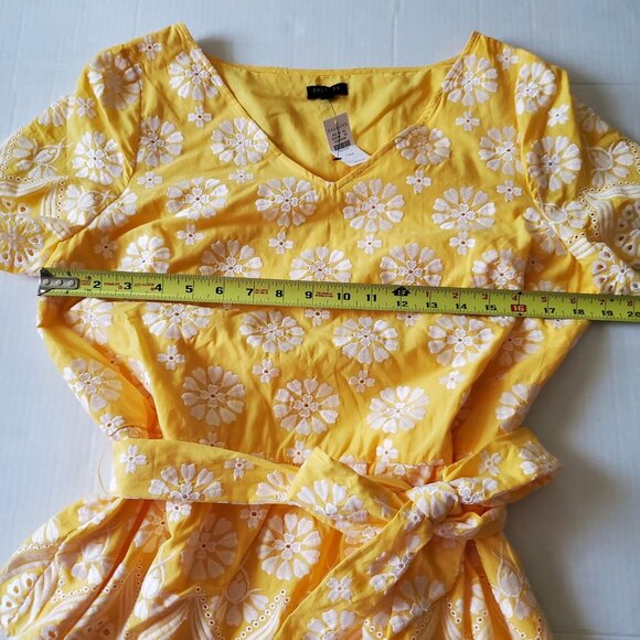 Talbots Yellow Floral Eyelet Embroidered Belted Peplum Top NWT 14P - Picture 12 of 16